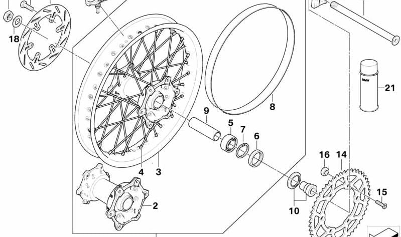 Semi-eje trasero OEM 36317705259 para BMW Motorrad G 450X (09/2007-06/2010). Original BMW Motorrad.