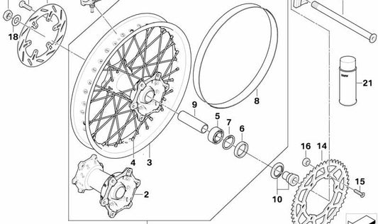 Tensor de cadena izquierda OEM 36317711403 para BMW Motorrad G450X. Original BMW Motorrad.