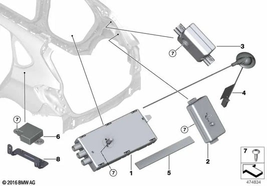 Filtre anti-rouge pour BMW F45, F46, F48, F49, F39 (OEM 65209289587). BMW d'origine