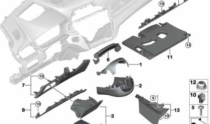 Cubierta del Reposapiés del Pasajero Derecho para BMW F48, F49, F39 (OEM 51459348824). Original BMW