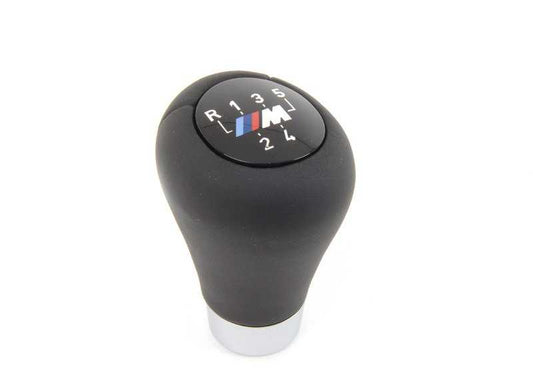 Pomo de cambio de marchas en cuero con placa M/5 velocidades OEM 25117896031 para BMW Serie 3 E46. Original BMW.