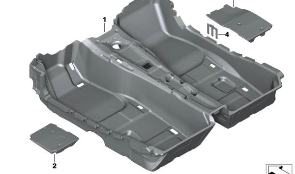 Cubierta inferior del suelo OEM 51477456360 para BMW Z4 G29 (todos los modelos: sDrive20i, sDrive30i). Pieza original BMW.