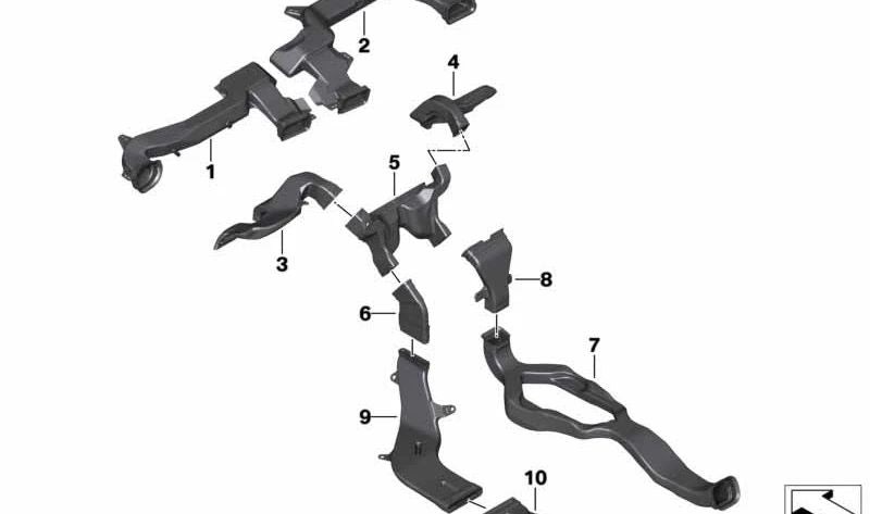 Adapter für den hinteren Beatmungskanal für BMW Serie 1 F40, F52, Serie 2 F44, F45, F46, X1 F48, X2 F39, Mini F54, F60 (OEM 64229263409). Original BMW