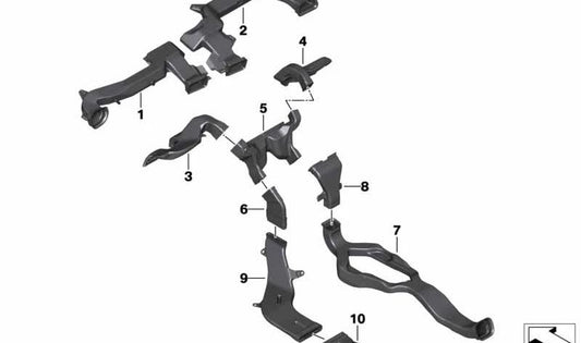 Adaptateur pour le canal de ventilation arrière pour BMW Series 1 F40, F52, série 2 F44, F45, F46, X1 F48, X2 F39, Mini F54, F60 (OEM 64229263409). BMW d'origine