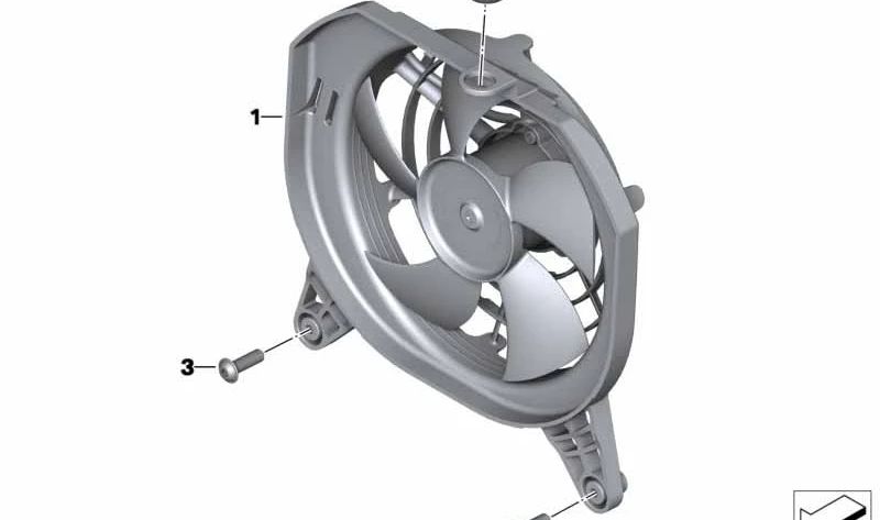 Ventilador refrigeración OEM 17118525108 para BMW Motorrad R 1200 R (RK53), R 1250 R (RK53), R 1200 RS (RK54) y R 1250 RS (RK54). Original BMW Motorrad.