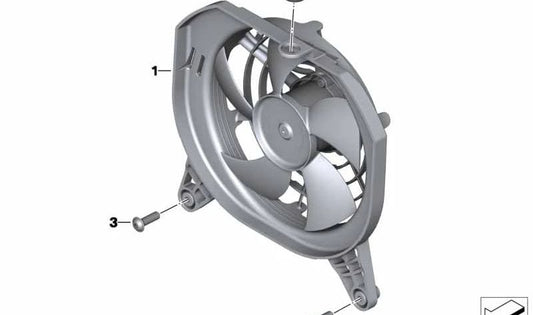 Ventilador refrigeración OEM 17118525108 para BMW Motorrad R 1200 R (RK53), R 1250 R (RK53), R 1200 RS (RK54) y R 1250 RS (RK54). Original BMW Motorrad.