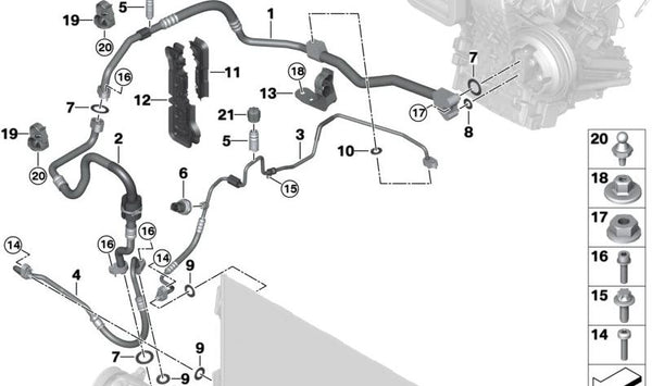 Tubo de aspiración del evaporador OEM 64505A07782 para BMW U06 (Serie 2 Active Tourer). Original BMW.