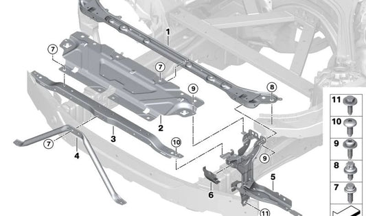 Left headlight bracket for BMW 3 Series G20N, G28, G28N (OEM 51649450027). Original BMW.