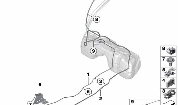 Tubería de combustible de alta presión OEM 16127216538 para BMW F25, F26. Original BMW.