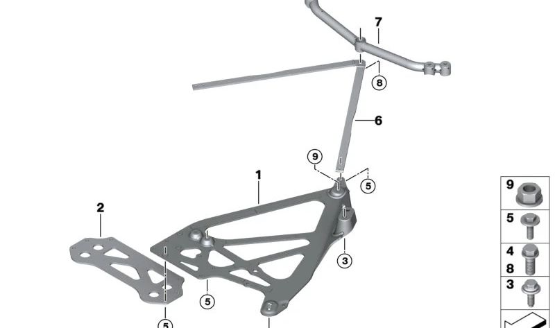 Soporte de suspensión trasero derecho OEM 33309504176 para BMW G82, G83. Original BMW.