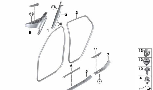 Rear entry insert for BMW X6 F16 (OEM 51477341049). Genuine BMW