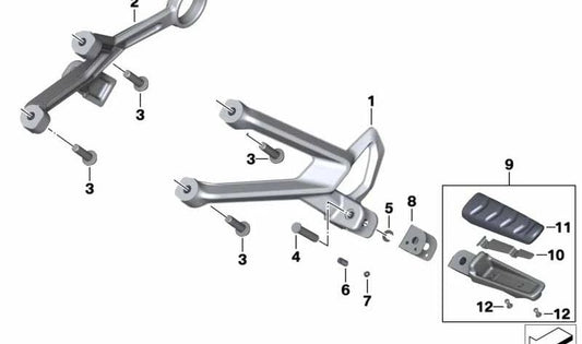Suporte final do silenciador OEM 46719831979 para BMW R 1250 R K53 e R 1250 RS K54 (2022-2024) Motocicletas. BMW Motorrad original.