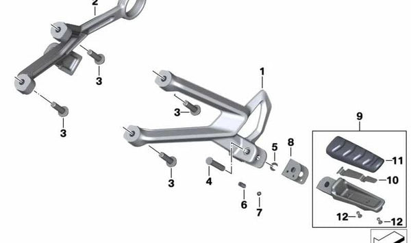 Soporte del silenciador final OEM 46719831979 para motos BMW R 1250 R K53 y R 1250 RS K54 (2022-2024). Original BMW Motorrad.