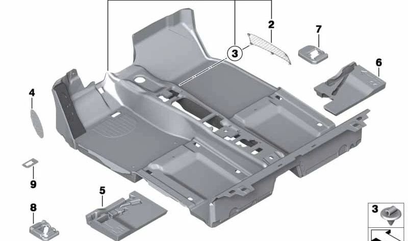 Gomaespuma zona pies trasero derecho OEM 51477342434 para MINI R56, R55, R57, R58, R59... y más. Original MINI.