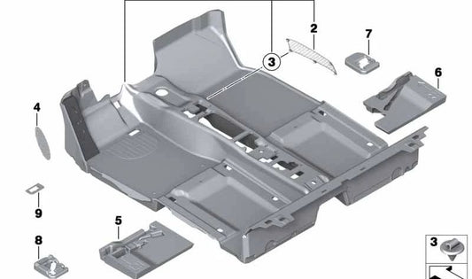 Gomaespuma zona pies trasero derecho OEM 51477342434 para MINI R56, R55, R57, R58, R59... y más. Original MINI.