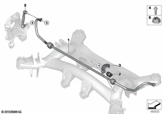 Stabilizer support rubber for BMW 2 Series G42, 3 Series G20, G21, 4 Series G22, G26 (OEM 33506885203). Genuine BMW.