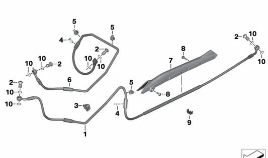 Guía de latiguillo de freno OEM 34328526533 para motos BMW R1200GS, R1250GS, R1200RT, R1250RT, R1200R, R1250R... y más. Original BMW Motorrad.