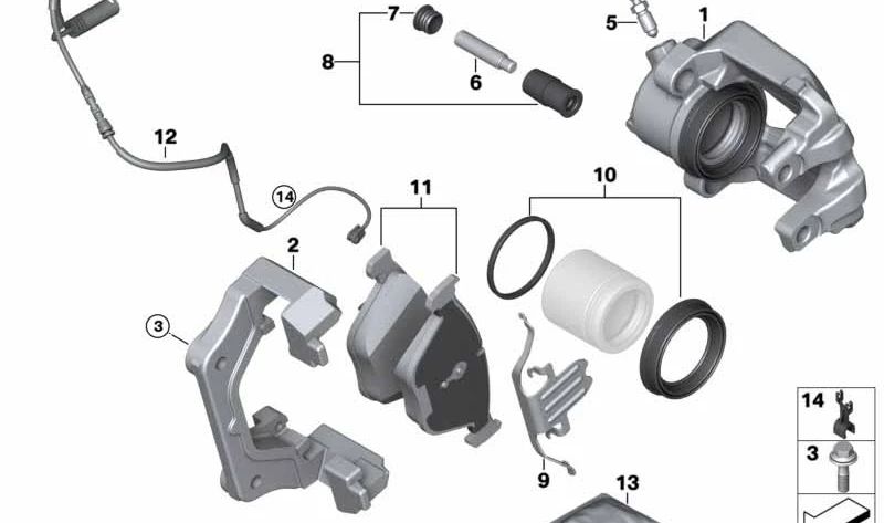 Soporte de pinza de freno trasera OEM 34116871419 para BMW F26 (X4). Original BMW.