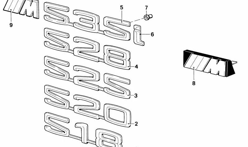 Emblema trasero OEM 51141869974 para BMW E12. Original BMW.