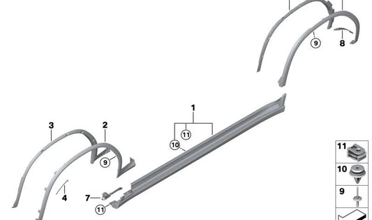 Les ailes avant s'élargissant pour BMW x3 F97, F97N, x4 F98, F98N (OEM 51775A013E5). BMW d'origine