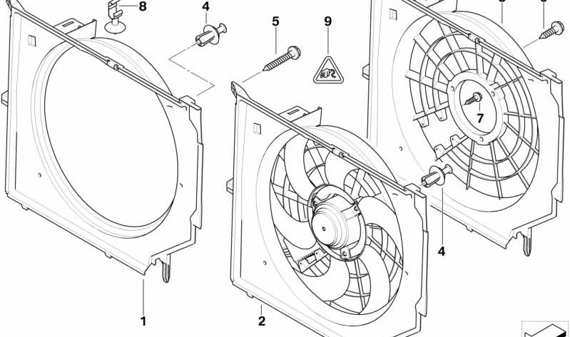 OEM 17117507604 Logement de ventilateur pour la série BMW 3 E46. BMW d'origine.