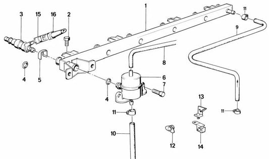 Tubo inyector de gasolina OEM 13531719916 para BMW E34, E24 y E32. Original BMW.