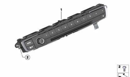 Mando control audio CD cromado OEM 61316832881 para BMW F20, F21, F22, F23, F87, F30, F31, F34, F80, F32, F33, F36, F82, F83. Original BMW.