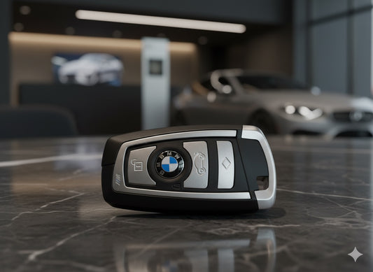 Mechero Recargable Antiviento con emblema de BMW. Diseño similar a la llave de un BMW.