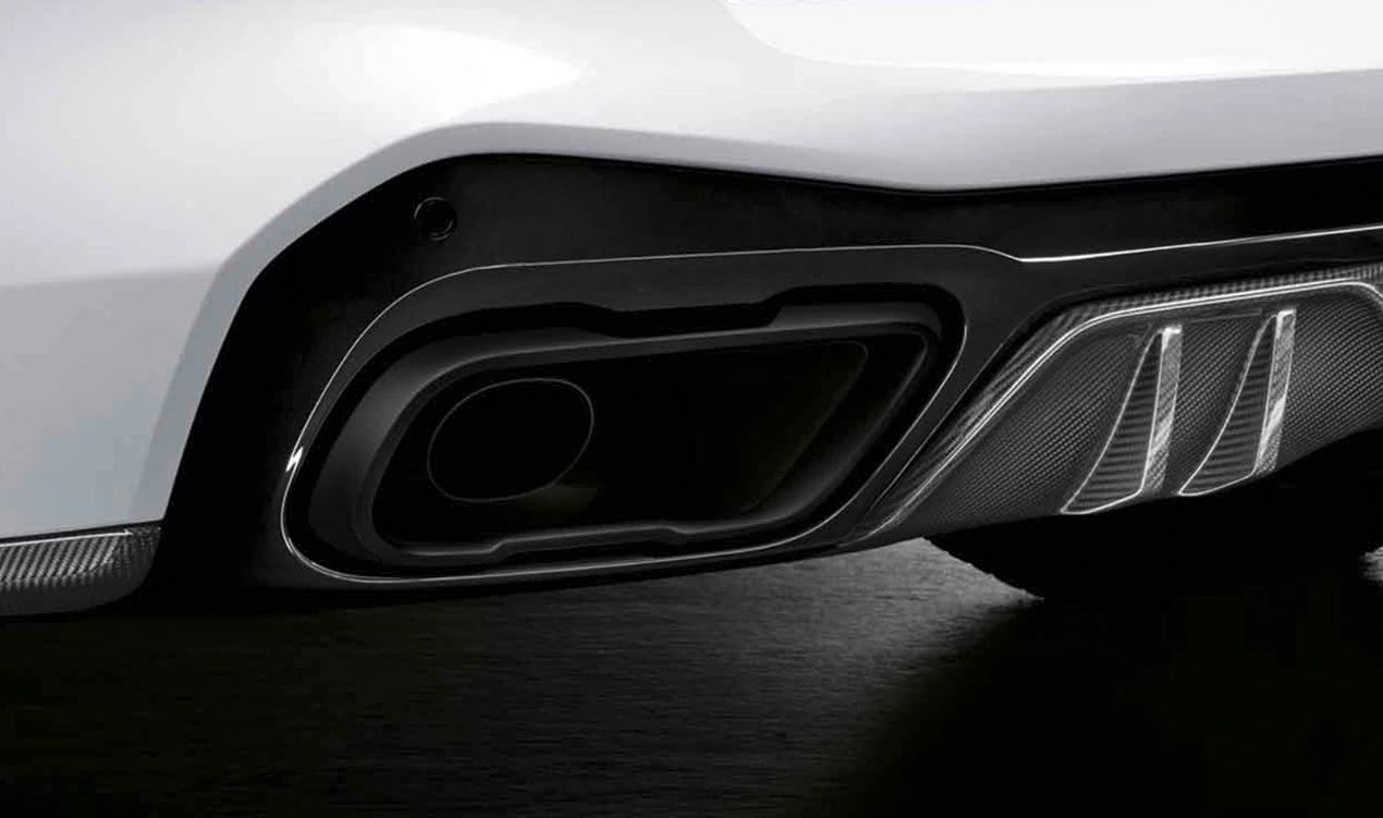 Exhaust outlet trim for BMW G05, G06, G07 (OEM 18302464504). Original BMW