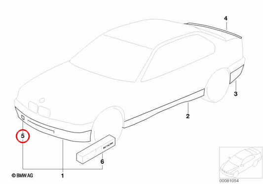 Tapa para gancho de remolque OEM 82119401196 para BMW E34. Original BMW.