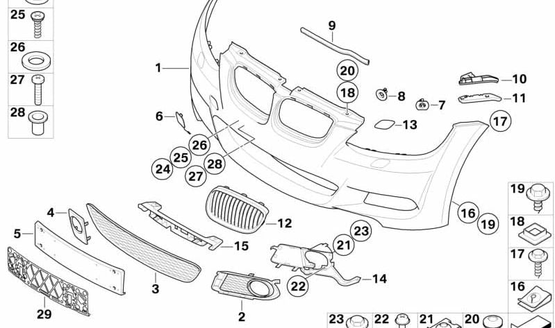 Rejilla Central para BMW Serie 3 E92, E93 (OEM 51118041179). Original BMW