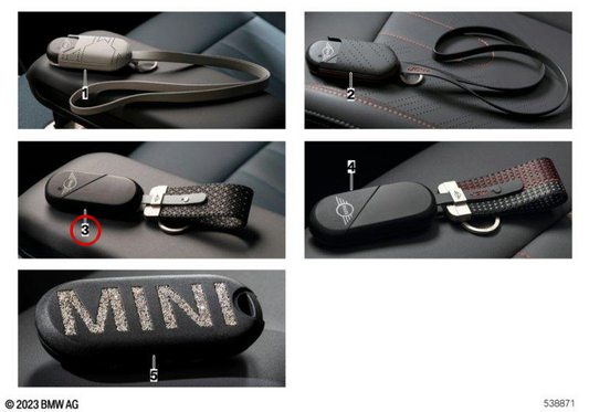 Lanyard chiave JCW OEM 82205B30D97 per MINI F66, Cooper J01, F65, Aceman J05, Cabrio F67, Countryman U25... e altro ancora. MINI originale.