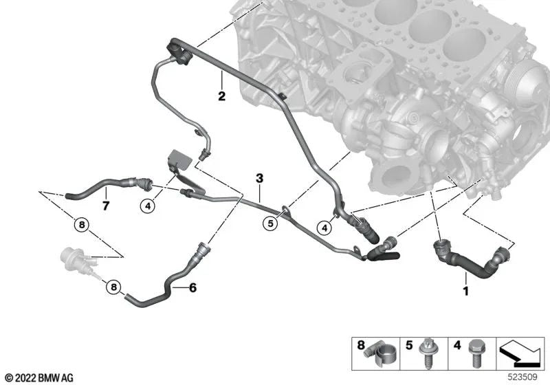 Zylinderrohr - Moduldosierung SCR für BMW F07N, F10N, F11N, F02N (OEM 17128513336). Original BMW.