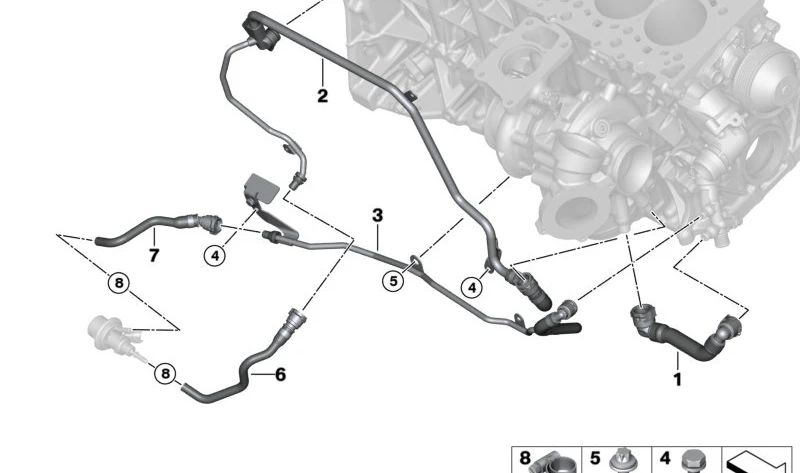Kältemittelrohr für Pumpe SCR -Dosierung OEM 11538514465 für BMW F07, F10, F11, F02, F15, F16. Original BMW.