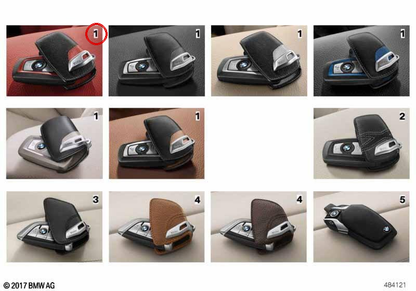 M-SPORT KEY CASE 82292219915 for BMW F20, F30, F32, F10, X3 F25, X5 F85, 6 F13 ... and more. Black and blue leather with metallic closure. Original BMW.