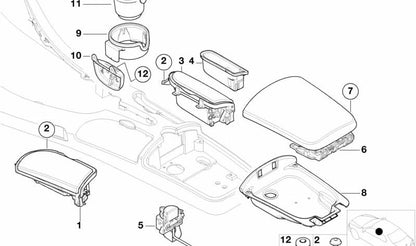 Tapa compartimento trasero para BMW E52 (OEM 51168262694). Original BMW.