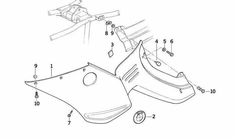 Perno carenado OEM 46632313072 para motos BMW R1100RS, R1150RS, R850RT, R1150RT. Original BMW Motorrad.