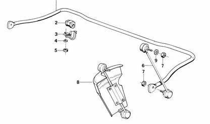 Barra estabilizadora delantera OEM 31351140192 para BMW E34. Original BMW