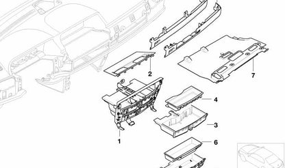 Cajón para teléfono OEM 51458251192 para BMW Serie 7 E65, E66 (todos los modelos compatibles). Original BMW.