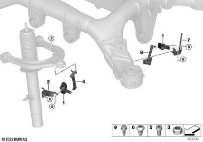 Barra di collegamento posteriore destra per BMW F95, G05, G18, F96, G06, G07, G09 (OEM 37148850050). BMW originale