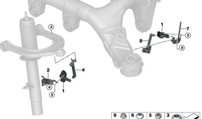 Barra de control trasera izquierda OEM 37148850049 para BMW X5 (F95, F95N, G05, G18, G18N), X6 (F96, F96N, G06), X7 (G07, G07N), XM (G09), Serie 5 (G60). Original BMW.