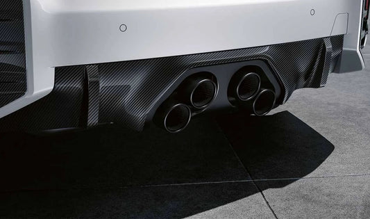 Rear Diffuser M Performance OEM 51125A46B54 Carbon fiber for BMW M2 G87. Aesthetic improvement and sports aerodynamics. Only compatible with escape m performance. Original BMW.