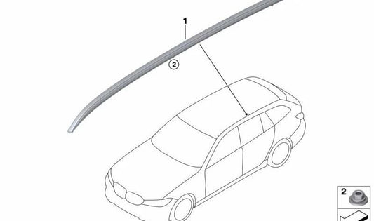 Baca de techo derecha en aluminio satinado OEM 51137447852 para BMW G21 318d, 316d, 318i {todos los modelos compatibles}. Original BMW.