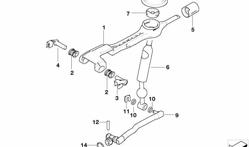 Verstärkter Wechselhebel OEM 25117520222 für BMW E46. Kompatibel mit Dieselversionen mit manueller Änderung. Originaler BMW -Ersatz.