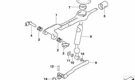Verstärkter Wechselhebel OEM 25117520222 für BMW E46. Kompatibel mit Dieselversionen mit manueller Änderung. Originaler BMW -Ersatz.