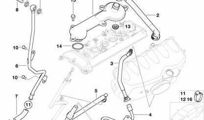 Abrazadera tubo flexible OEM 16121180241 para BMW E36, E46, G12, F85, G05, F86, G06, G07, E85, E86, K 1100 RS, K 1100 LT. Original BMW.