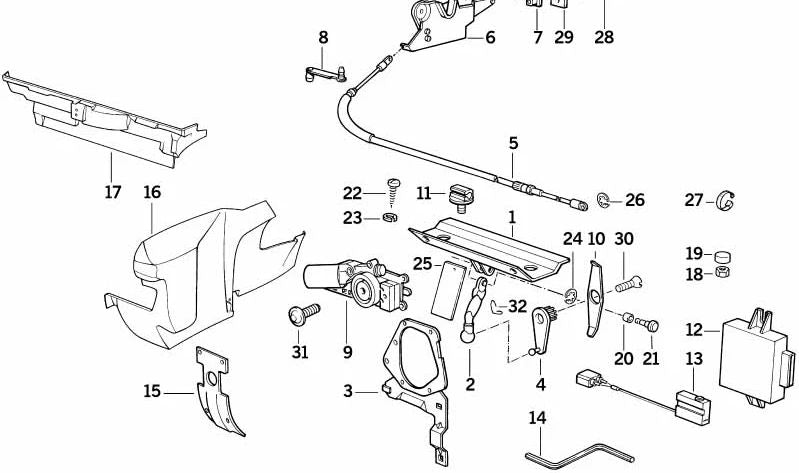 Lever for BMW E30 (OEM 51258112682). Genuine BMW.