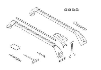 Barras de rack de teto (base de transporte) OEM 82712149225 para MINI R56, R56 LCI, Clubman R55, Clubman R55 LCI. MINI originais.