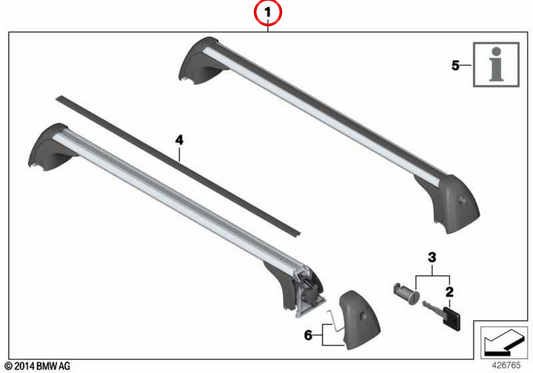 OEM Roof Rack 82712327922 for MINI Clubman F54, F54 LCI, Countryman F60, F60 LCI. Original MINI.