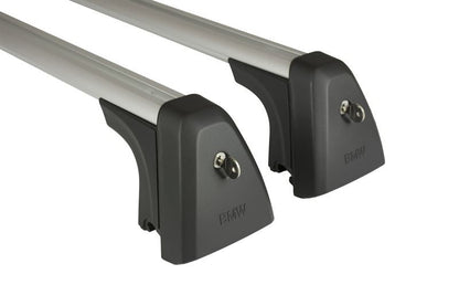 Barras de techo para BMW F45, F31. Original BMW. Soporte multifunción para portaequipajes, portabicis o caja de techo. OEM 82712350124. Compatibles con modelos con raíles en el techo. Montaje sin herramientas.